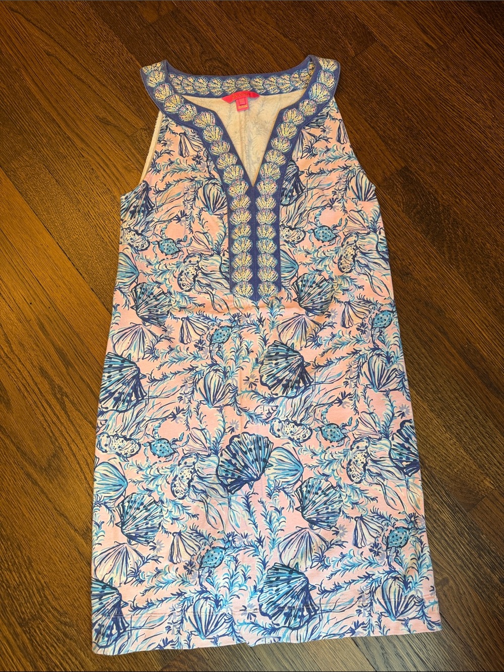 Lilly Pulitzer Pink & Blue Shell Print Sleeveless Shift Dress